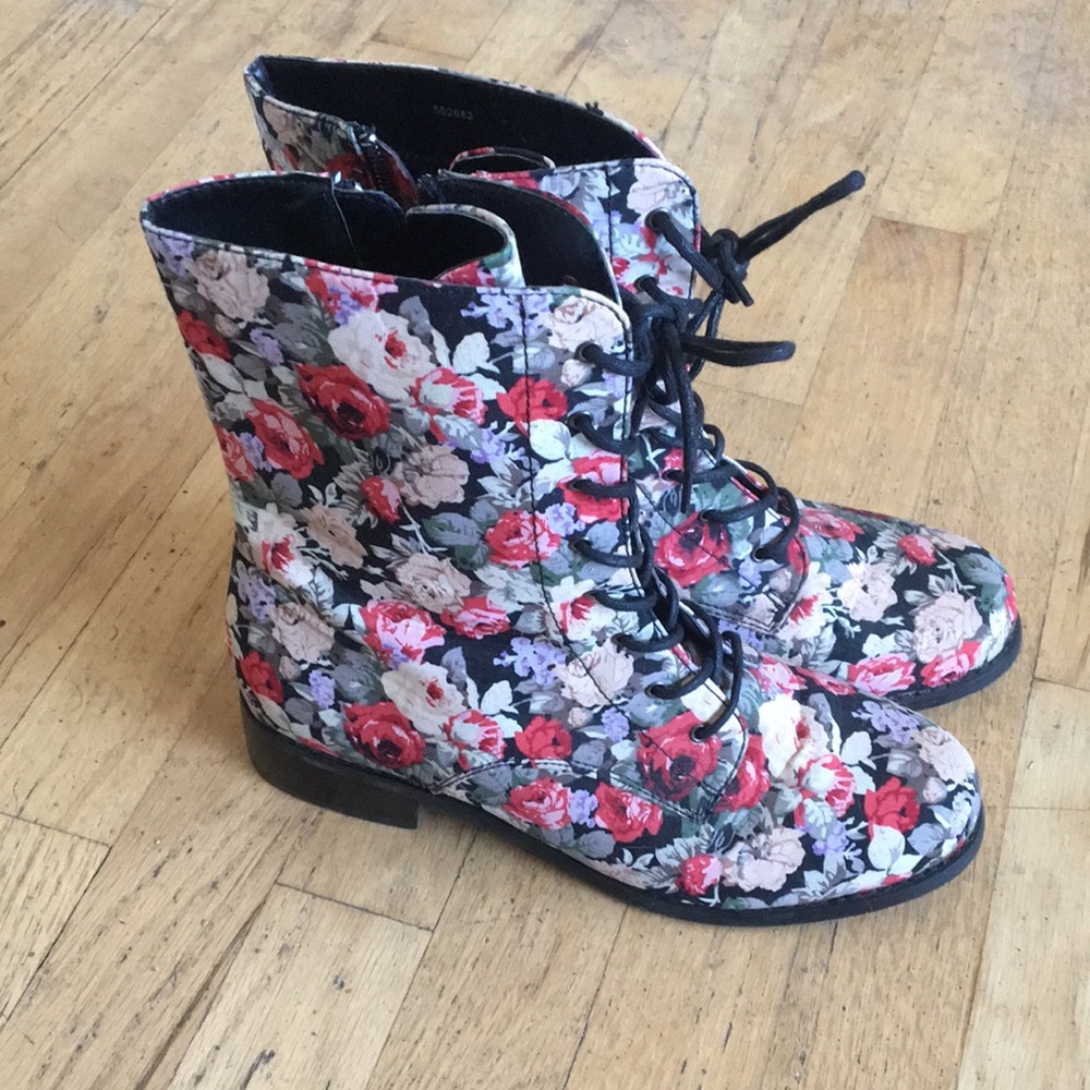 Charlotte Russe floral combat boots